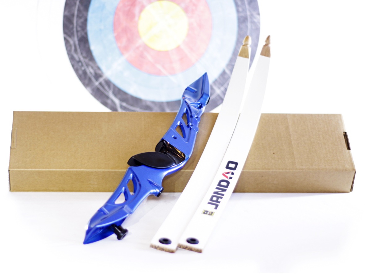 Лук рекурсивный  (Олимпик) 68" 38# (синяя рукоять, белые плечи)